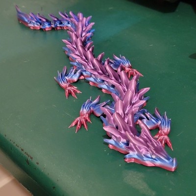 3DPrinted 18'' Articulated Silk Dragon Tri-Color