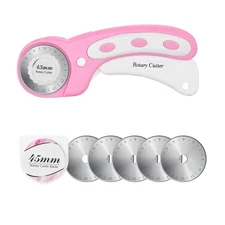 45mm Rotary Cutter with 5pcs Extra Blades, Ergonomic Handle Rolling Cutter w...