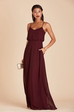 Birdy Grey Gwennie Chiffon Cabernet Formal Bridesmaid Maxi Dress Size XS