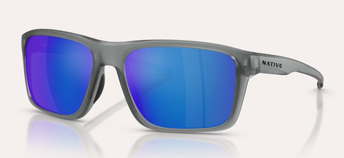 Native Tavern Square Sunglasses Smoke Crystal Blue Reflex Polarized