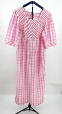 Styled By Saybury Vtg Robe Muumuu Housecoat Lounger Zip Pink Seersucker LARGE