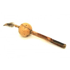 Shamanic Rattle Talking Stick Gourd Rattle 36cm   Handcrafted Hide Handle