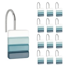 Sunlit Ombre Teal Decorative Shower Curtain Hooks, Teal White Gradient Shower...