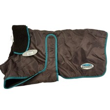 NEW WeatherBeeta Windbreaker Deluxe Dog Coat Fleece Lined Brown Aqua Large 28"