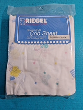 Vintage Riegel fitted crib sheet 28x52 Stars Bedtime Animals USA New Old Stock
