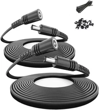 Itramax 12V DC Extension Cable 20ft 2Pack,Flat 5.5mm x 2.1mm 20FT/6M, Black 