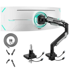 ARES WING Heavy Duty Counterbalance Ultrawide Monitor Arm w/ USB 3.0 A & C Ports