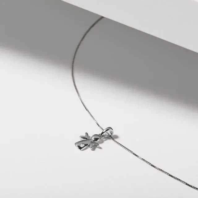 Collar colgante de ángel de plata esterlina con acento de diamantes encanto... - Imagen 3 de 4