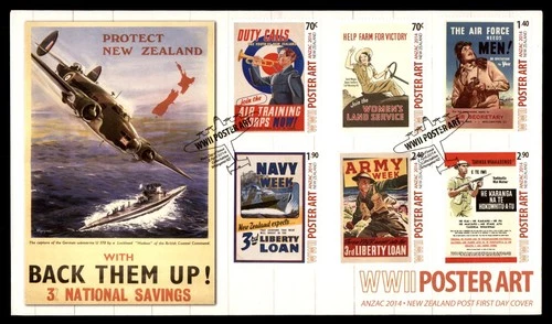 Mayfairstamps New Zealand FDC 2014 WWII poster art ANZAC First Day Cover aax_291