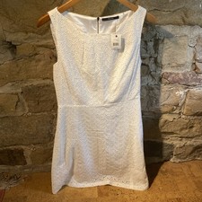 Tahari TRAYNOR White Eyelet Dress SLEEVELESS size 8 COTTON w poly lining $248!