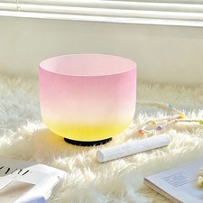 8 inch Any Note Chakra Pink Colored Frosted Crystal Singing Bowls