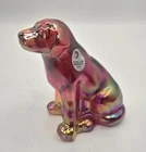 Fenton Red Iridescent Art Carnival Glass Lab Labrador Dog Figurine ~ With Tag