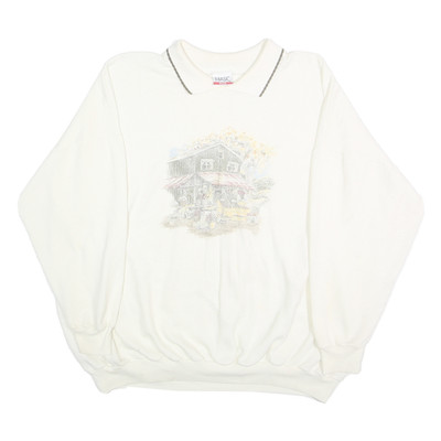 SIMPLY BASIC PLUS Damen Pullover Sweatshirt weiß One Size Kragen Vintage