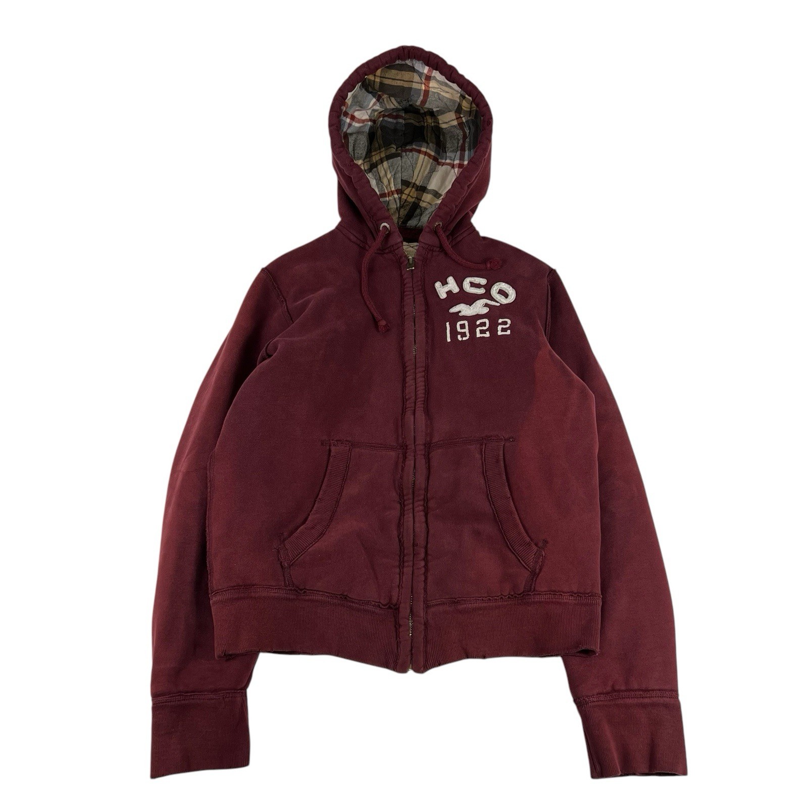 Y2K Vintage Hollister Heavyweight Flannel-Lined Zip Hoodie Size Large