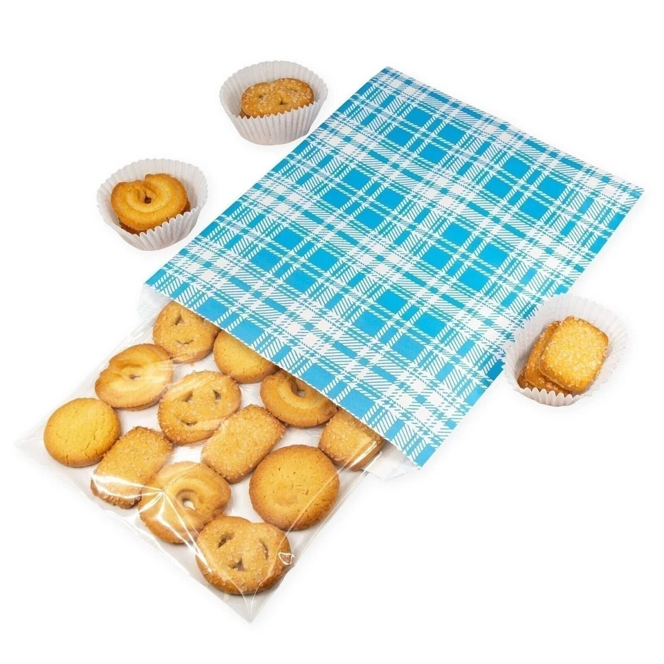 Подарочные пакеты в клетку синие бумажные - сумки для покупок/продаж/сумок с короткими ручками - Изображение 3 из 4