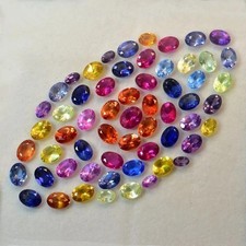 Natural Mix Color Sapphire 60 Pcs 5-6 Ct Oval Cut Certified Loose Gemstone Lot