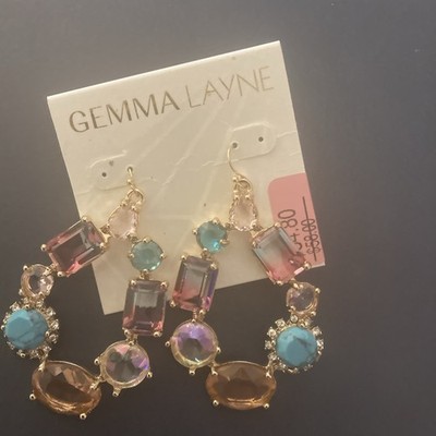 Gemma Layne Dangling Rhinestone Earrings Elegant Faux Gems 2  long NWT