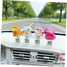 Daisy Car Dashboard Decorations - 4 Pack Mini Floral Accessories for Women -