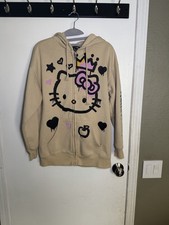 Forever 21 Beige Hello Kitty Zip Hoodie with Pink & Black Accents size small