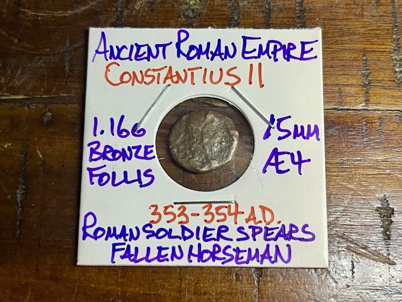 ⚔️ Ancient Rome-Æ4 Contantius II 353-354 AD (Soldier Spears Fallen Horseman)