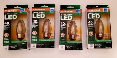 Sylvania Ultra Filament Dimmable LED 40W In&Outdoor Soft White B10 Clear NEW(4)