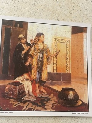 Oil Painting REPRINT AFTER THE BATH, 1889 RUDOLF ERNST 1854-1932 8.5 X8.5 