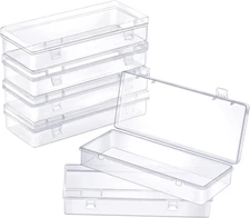 6 Pack Small Plastic Storage Containers with Hinged Lids, Rectangle Clear Plasti