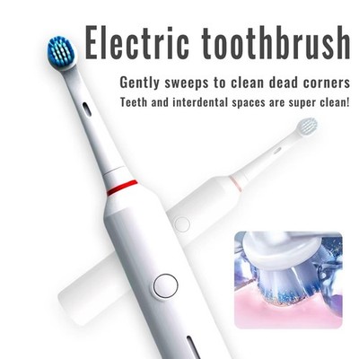 Electric Toothbrush 6 Replacement Heads Rotating Rechargeable Compact 3 Modes