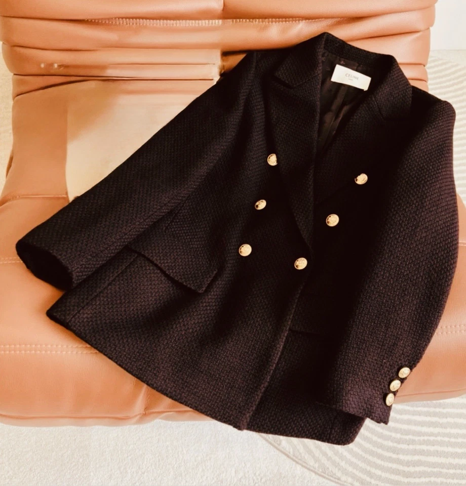 VTG Chanel Boutique Double Breasted Black Wool Blazer Sz 44FRvMade In France - Image 2 of 4