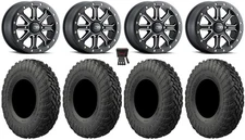 ITP Inertia Bdlk 15" Wheels Bk +40mm 32" Gripper T/R/K Tires Kawasaki Teryx Mule