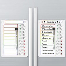 Chore Chart for Kids Dry Erase 2 Pack-9.7x7 inches, White and Rainbow