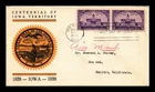 DR JIM STAMPS US COVER IOWA TERRITORY CENTENNIAL FDC PAIR LINPRINT CACHET