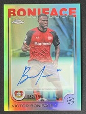 Victor Boniface 2024-25 Topps Chrome UCC Aqua Refractor Auto /199 #CA-VB