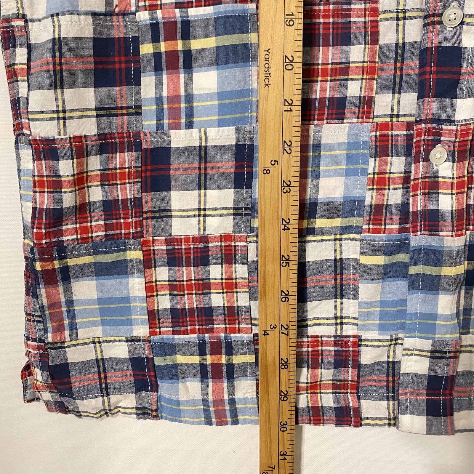 Patchwork Shirt Men M Multicolor Button Down Shor… - image 5