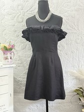 REFORMATION Black Reef Ruffle Strapless Linen A-Line Back Zip Mini-Dress Size 6