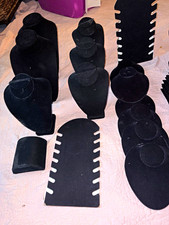 Lot of 44 Black Velvet/Flocking Matte Necklace Display Stands