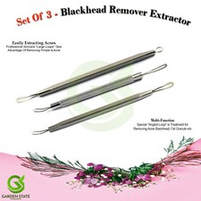 Skin Facial Blackhead Removal Comedone Extractor Dual Loop Acne Removal Set Of 3