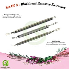 Skin Facial Blackhead Removal Comedone Extractor Dual Loop Acne Removal Set Of 3