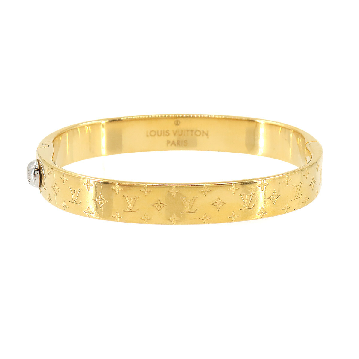 LOUIS VUITTON モノグラム バングル LOUIS VUITTON Nanogram Cuff Bracelet Bangle Gold M00252