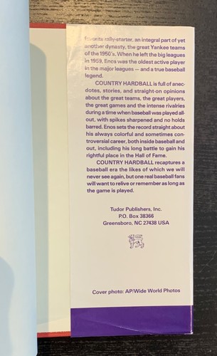 COUNTRY HARDBALL / ENOS SLAUGHTER - SIGNED - 1ST ED. - 1991 - DJ UNCLIPPED - COA - Picture 13 of 14