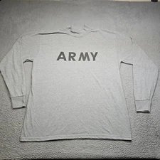 Army T-Shirt Mens XL Gray Base Layer Long Sleeve Pullover Spell Out Unicor