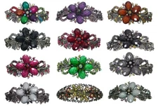 Dz Pk 12 Count  jcgy Combo 4 Styles Large Crystal Thick Hair Barrettes 0052-D2
