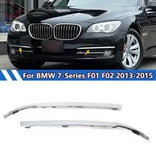 Pair Front Bumper Upper Molding Chrome Trim For BMW F01 F02 7-Series 2013-2015