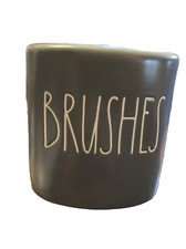 RAE DUNN BRUSHES Grey Ceramic Toothbrush/Make-up Organizer Farmhouse