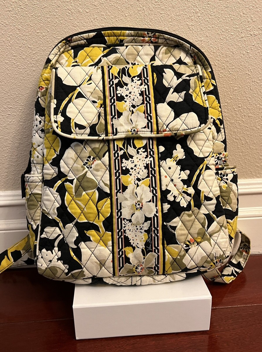 Vera Bradley Black Yellow Floral Quilted Casual Backpack | eBay display picture 3