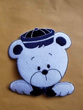 Navy Blue Teddy Bear Embroidery Iron On Patch Applique DIY Crafts