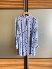 GANNI BLUE GEORGETTE FLORAL PRINT MINI DRESS Duties Paid (USA)