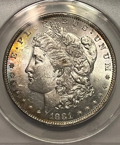 1881-O Morgan silver dollar, Pretty toning ! Brilliant Uncirculated MS62