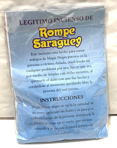 Incienso ROMPE SARAGUEY Incense, Para Limpiar/Quitar Malas Vibras, Hex Breaker - Picture 2 of 2