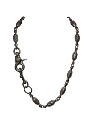 Versace Silver Tone Medusa Greek Key Necklace Wallet Chain 